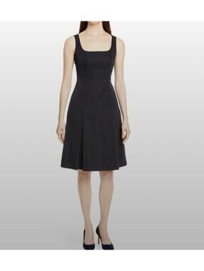 Boss Hugo Boss Dafa Pleated Front Square Neck Dress, Black, US Women's 12
